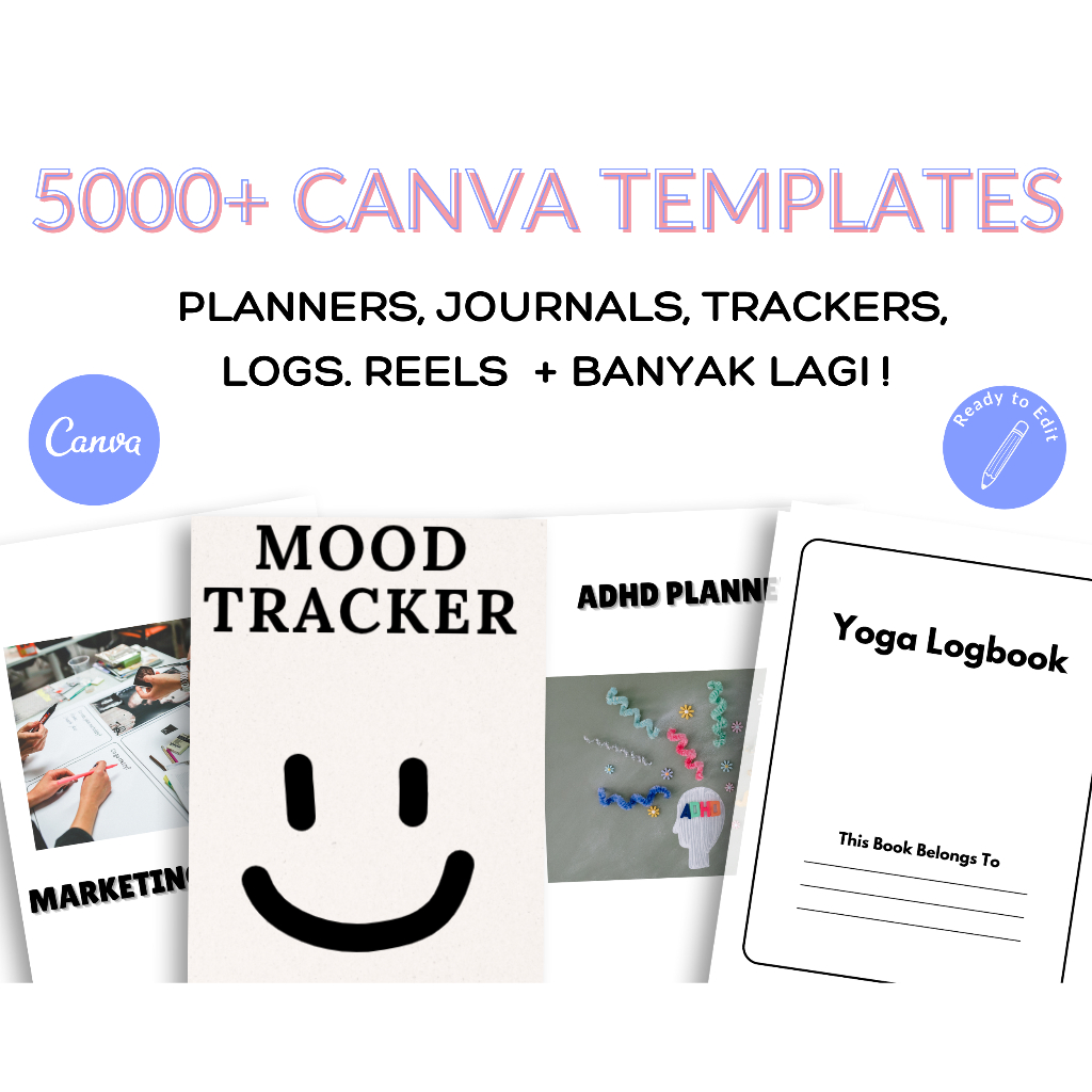 5000+ CANVA Template utk Planners, Journals, Tracker || Edit dan Jual PLR || Edisi 2025/2026