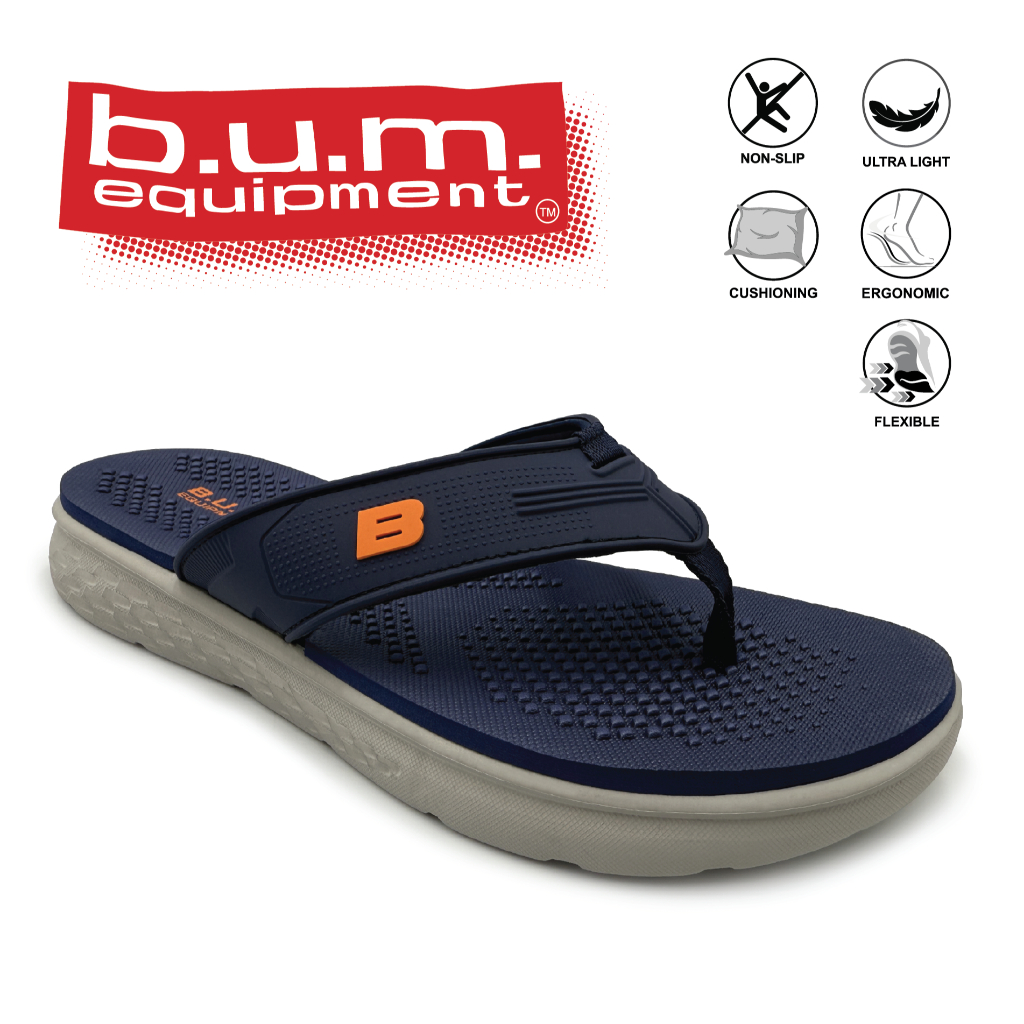 BUM Equipment FloatWalk Comfort Lightweight Toe Post Flip Flops / Selipar Lelaki - Navy/Green/Black