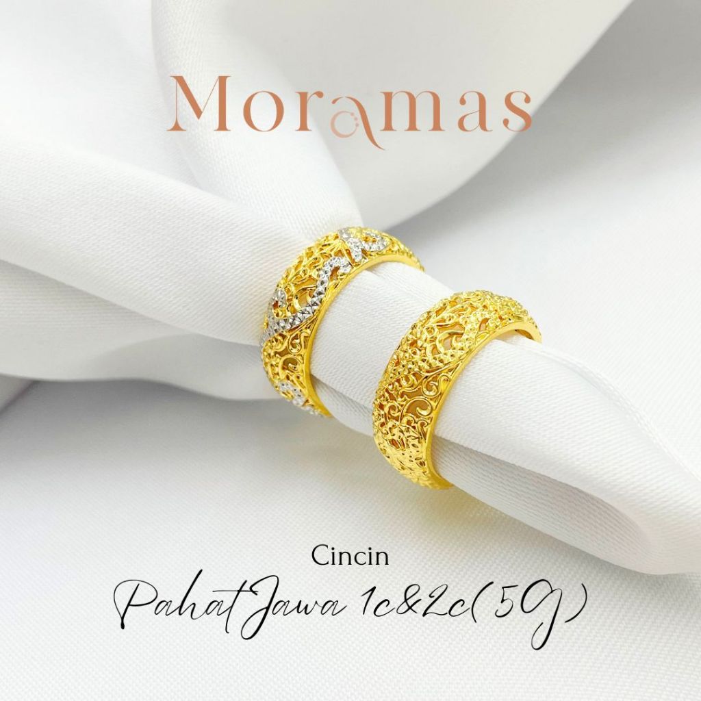 Moramas (5G) Hollow PAHAT JAWA Ring 916 Gold/Cincin (5G) PAHAT JAWA Kosong Emas 916/时尚戒子916金
