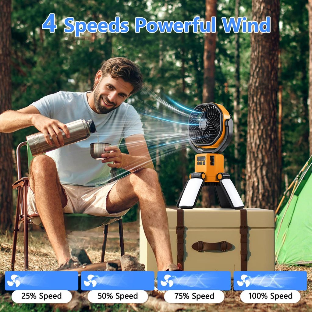 Camping Kipas Meja Bateri Tahan Lama With LED USB Rechargeable Kipas Khemah Outdoor Best Adjustable Camping Fan Super lo