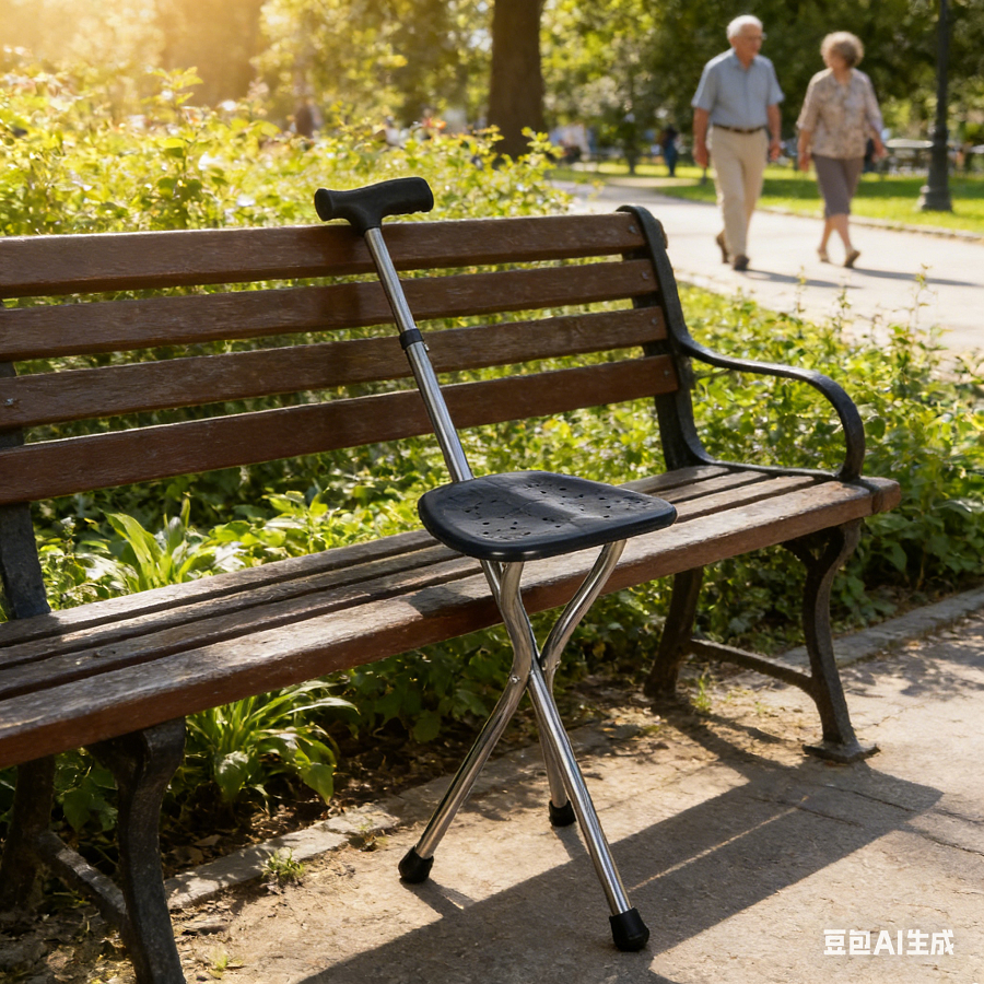 Walking Cane Stool Folding Walking Cane Chair、Foldable walking stick for elderly、tongkat kaki 4、拐杖椅子、tongkat orang tua
