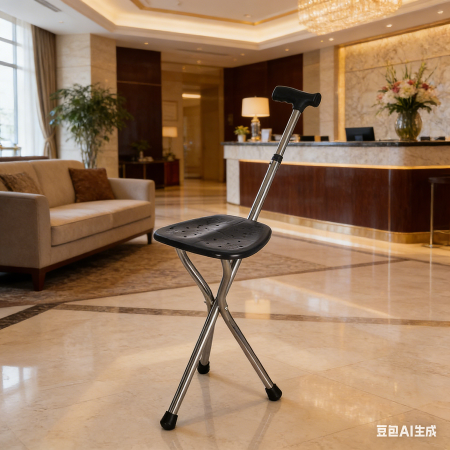 Walking Cane Stool Folding Walking Cane Chair、Foldable walking stick for elderly、tongkat kaki 4、拐杖椅子、tongkat orang tua