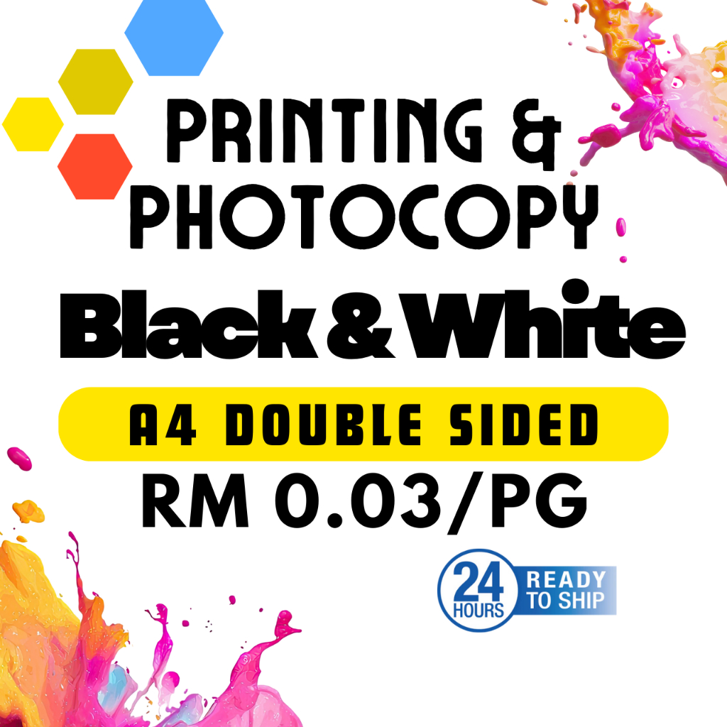 FAST SHIPPING Printing Service - 0.03sen/Page Double Sided | A4 Black & White | Print | Photocopy | Fotostat | BookPrint