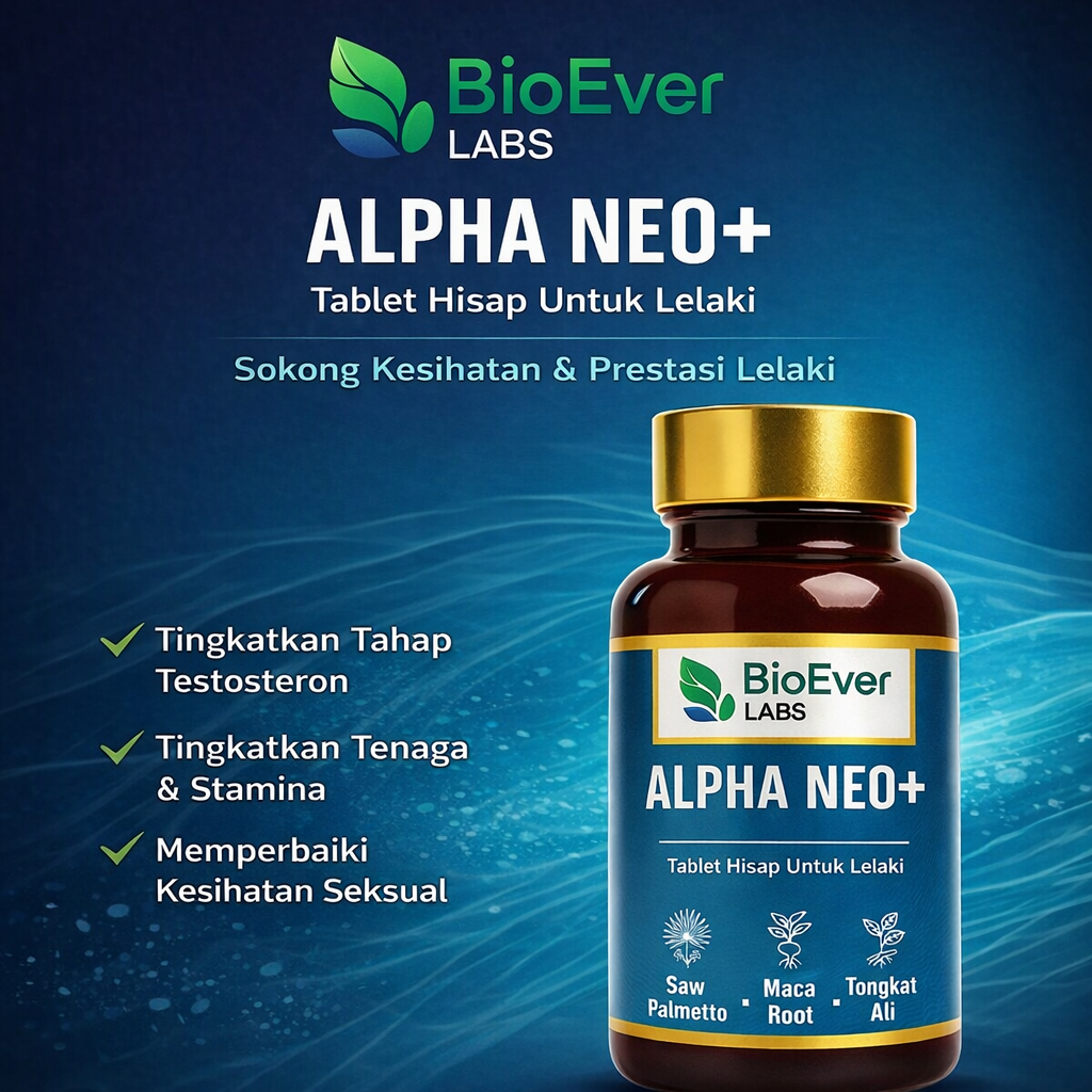 Alpha Neo + BioEver Labs | Supplement lelaki Men's Vitality Chewable - Tongkat Ali + Maca Root + Saw Palmetto + CoQ10