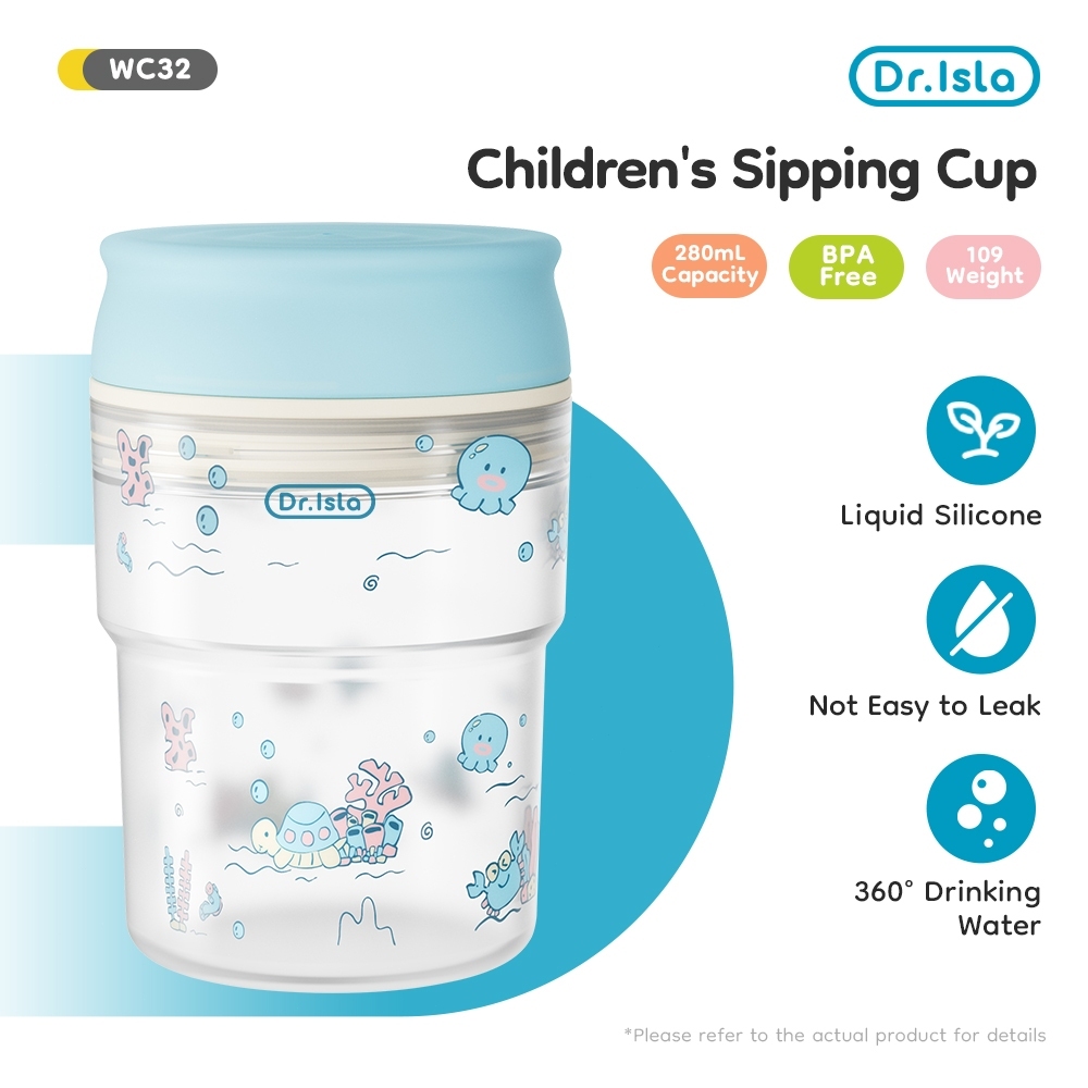 Dr.isla Baby Drinking Bottle 360° Training Cups Anti-Spill BPA Free Water Bottle of Children 1 Year 280ml WC32