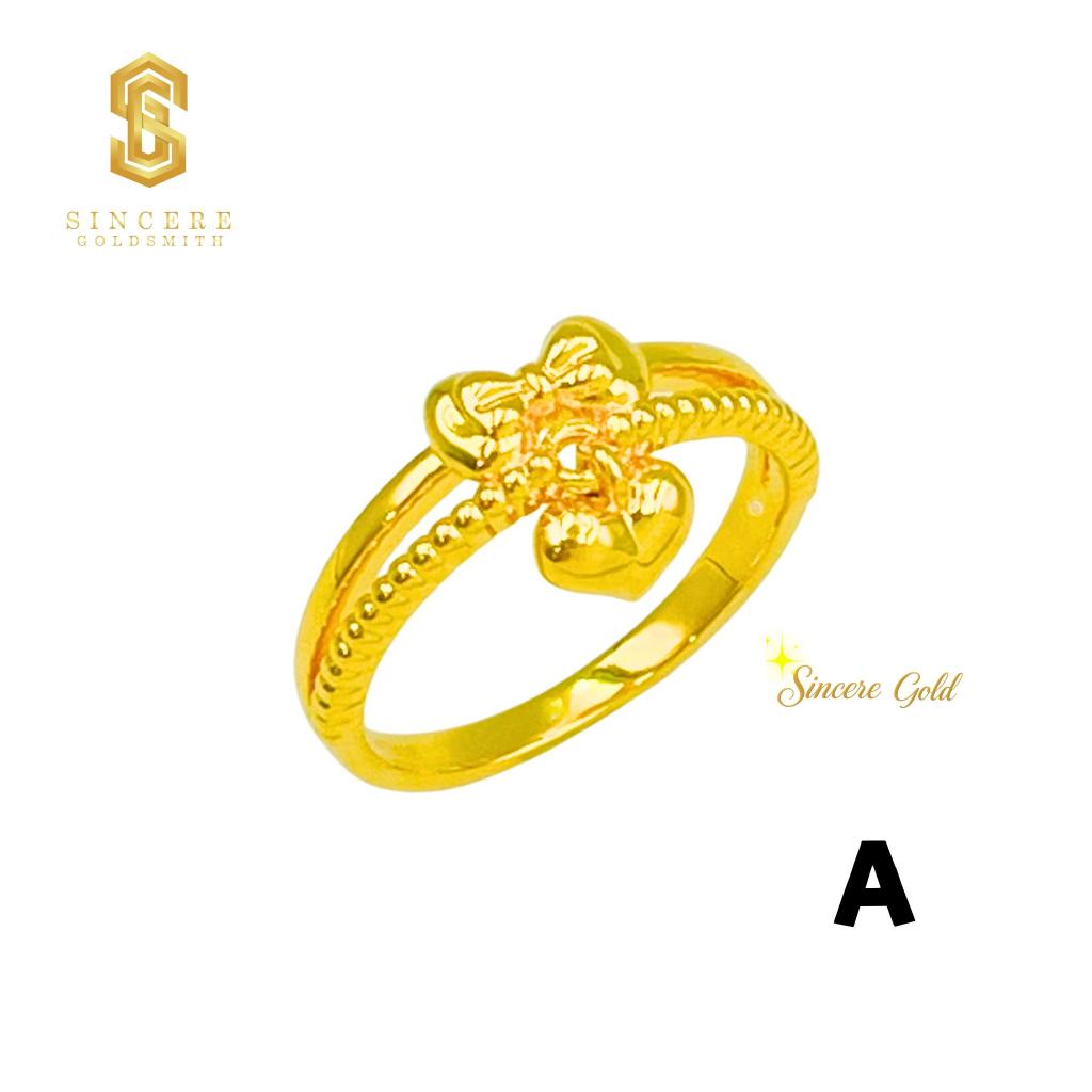Sincere Store Emas 916 3L Cincin Ribbon Gantung Love | Emas 916