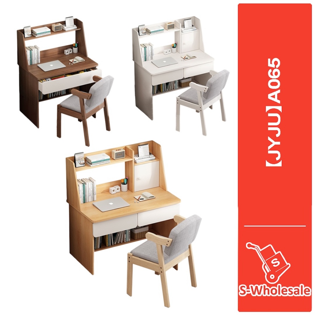 S_Wholesale【JYJU】Meja Desk with Built-in Bookshelf Simple Modern Computer Table Ideal for Students Study and Work