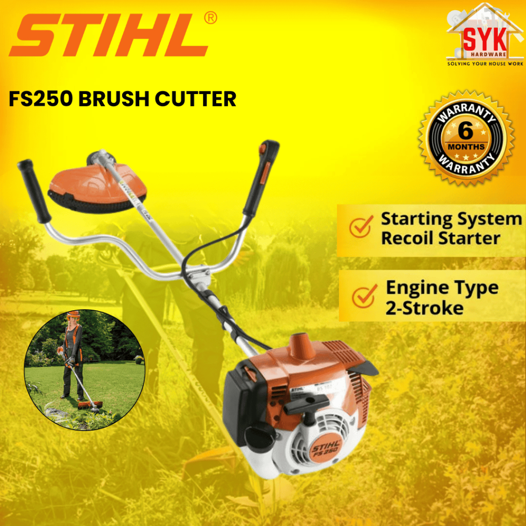 SYK Stihl FS250 Brush Cutter 2 Stroke Machine Grass Cutting Outdoor Gardening Tools Mesin Potong Rumput Kebun
