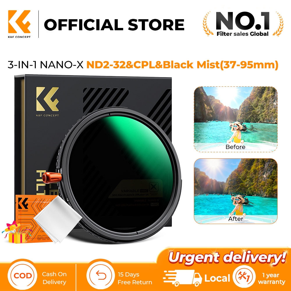 K&F CONCEPT NANO-X 3-in-1 Filter CPL&Black Mist&VND -Mount One Filter, Instant Cinematic Imagery