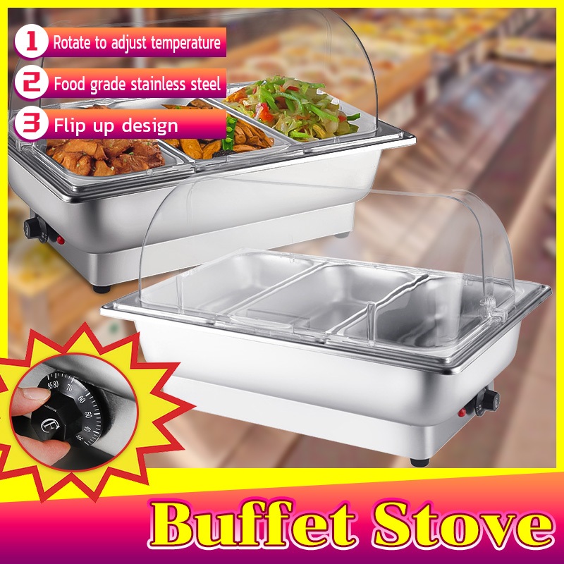 Chafing Dish Buffet Buffet with Adjustable Temperature Control Warmer Food Warmer Buffet Servers 3 Pan 9L Buffet Stove