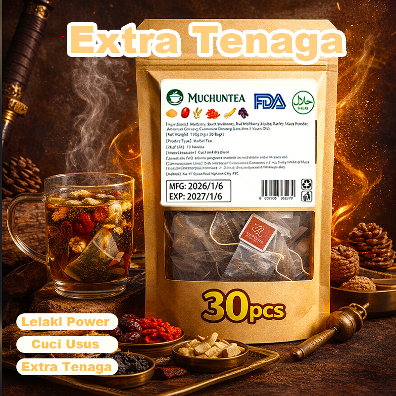 30PCS Men's Maca Ginseng Tea Energy Booster Kidney Tea Herbal Supplement 8 Treasures Tea Bag 玛卡人参茶 八宝茶 Lelaki