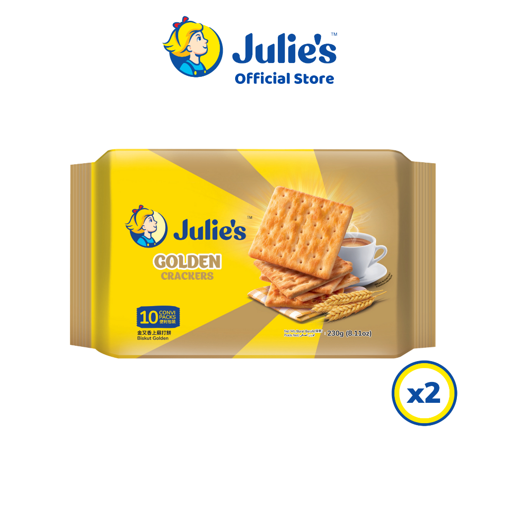 Julie's Golden Crackers packs
