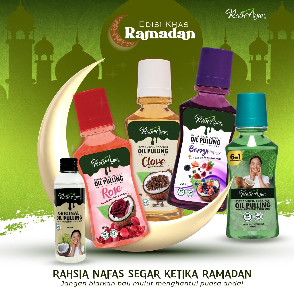 RainAyur OILPULLING | Mouthwash Halal Semulajadi & Tanpa Alkohol untuk Kesihatan Mulut & Nafas Segar