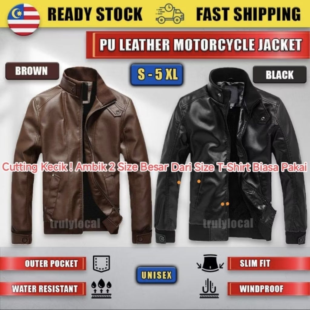 Motorcycle JacketPU Leather Jacket Men's Collar Leather Jacket