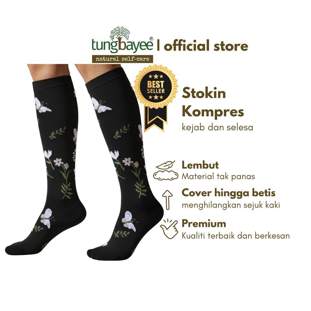 Tungbayee Compression Support Socks Stokin Kompres Kesihatan Kaki Lenguh Bengkak Kerja Lama Berdiri