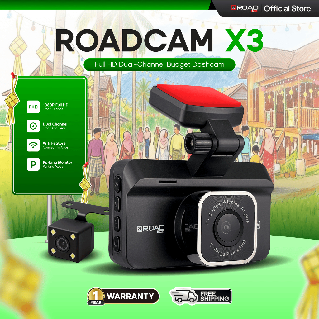[WIFI VERSION] ROADCAM WIFI X3 Budget Dash Cam Dual Channel Recording 1080P Full HD