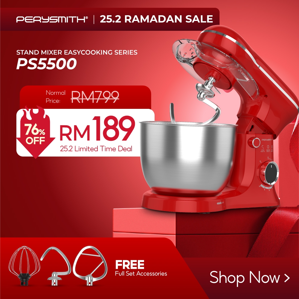 PerySmith PS5500 5.5L Stand Mixer EasyCooking Series (Mesin Adun | mixer cake | dough mixer | mesin uli tepung doh)