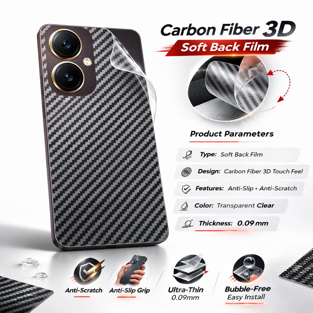 Carbon Fiber Back Sticker for Poco M3 M4 pro M5 F4 X3 pro X3 GT X4 GT
