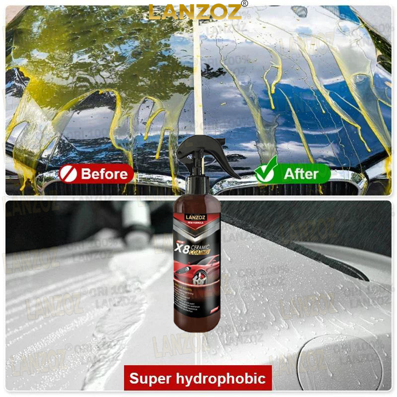 【X8 NEW FORMULA】- LANZOZ 500ml Glass side mirror paint coating , multi-function protection for automotive 镀膜剂