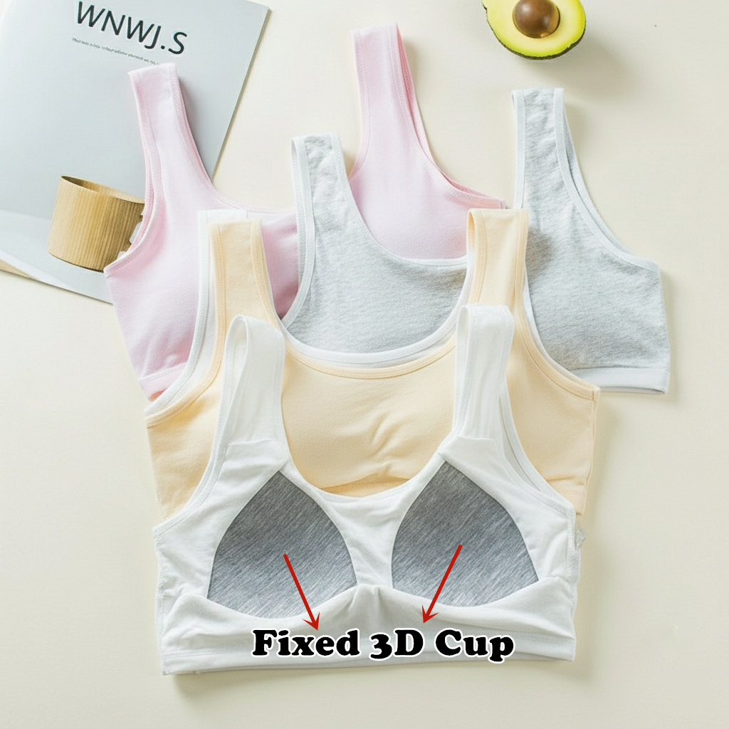 Teenage Girls Bra Fixed Pad Anti-Bump Rekaan Comel Untuk Pelajar Sekolah Rendah Peringkat Pertama Rompi Kecil Perempuan