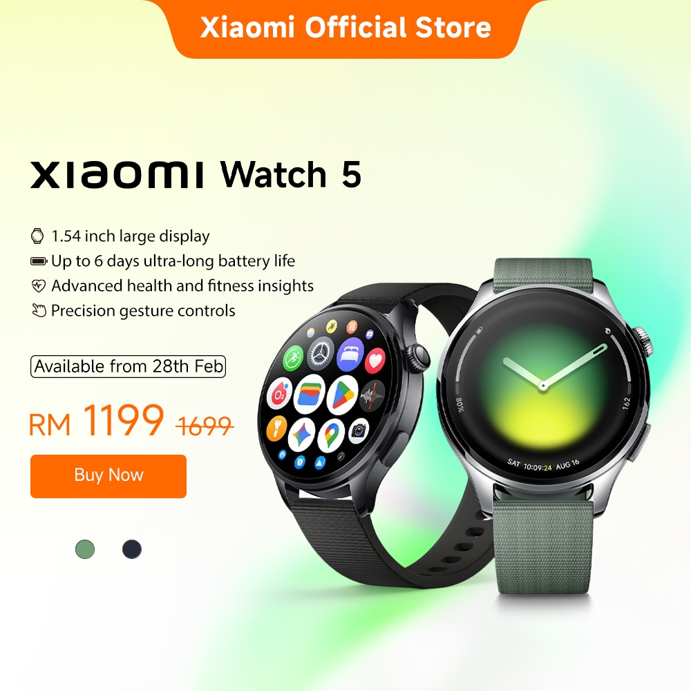 NEW - Xiaomi Watch 5 | 1.54'' large display, Precision gesture controls, 6 days battery life,Google Gemini on your wrist