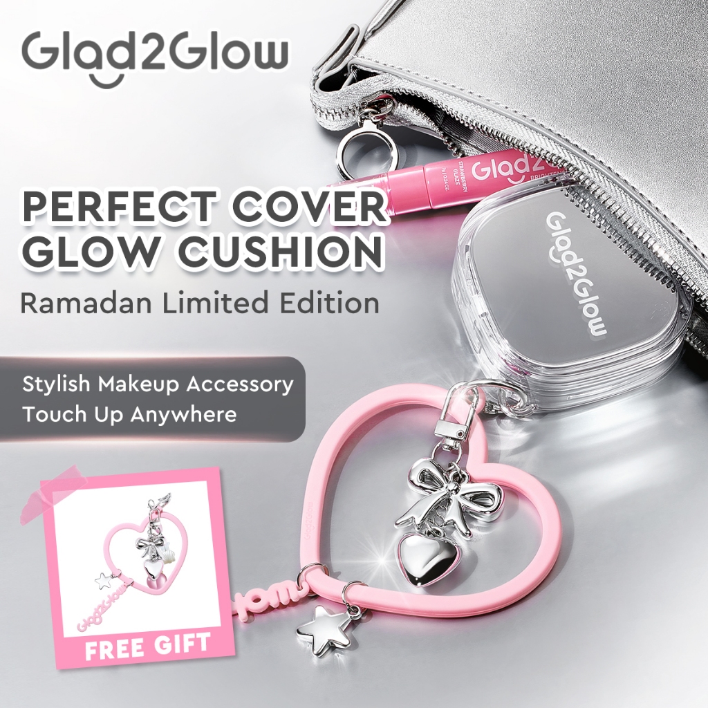 【NEW EDITION】Glad2Glow Perfect Glow Cover Cushion Foundation Full Coverage Glowing Finish Glass Makeup Lightweight