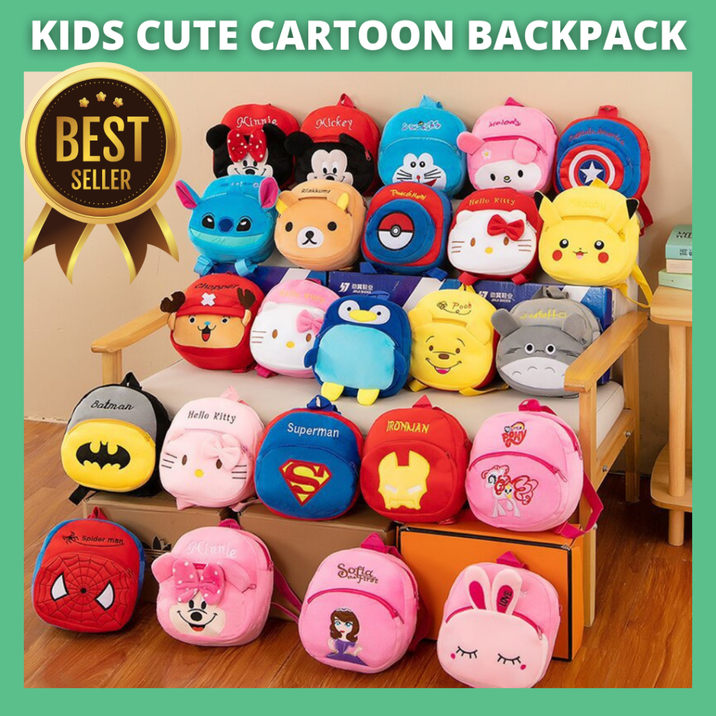 Bag Budak Kids Backpack Kindergatden School Beg Baby Girl Boy Cute Cartoons Animals Bags Ready Stock