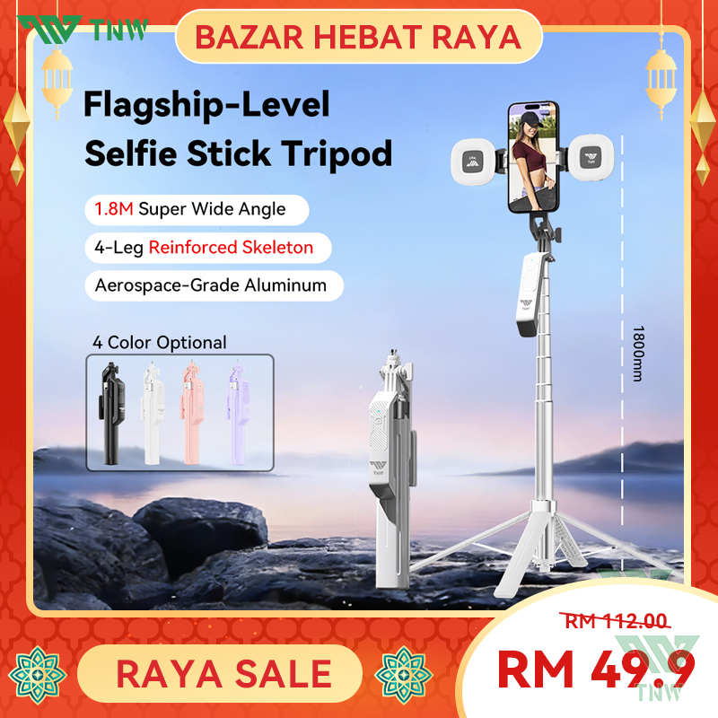 TNW S30 Selfie Stick Tripod 3 in 1 Quadrapod Wireless Selfie Stick Bluetooth Remote 360° Phone Tripod Stand with Light