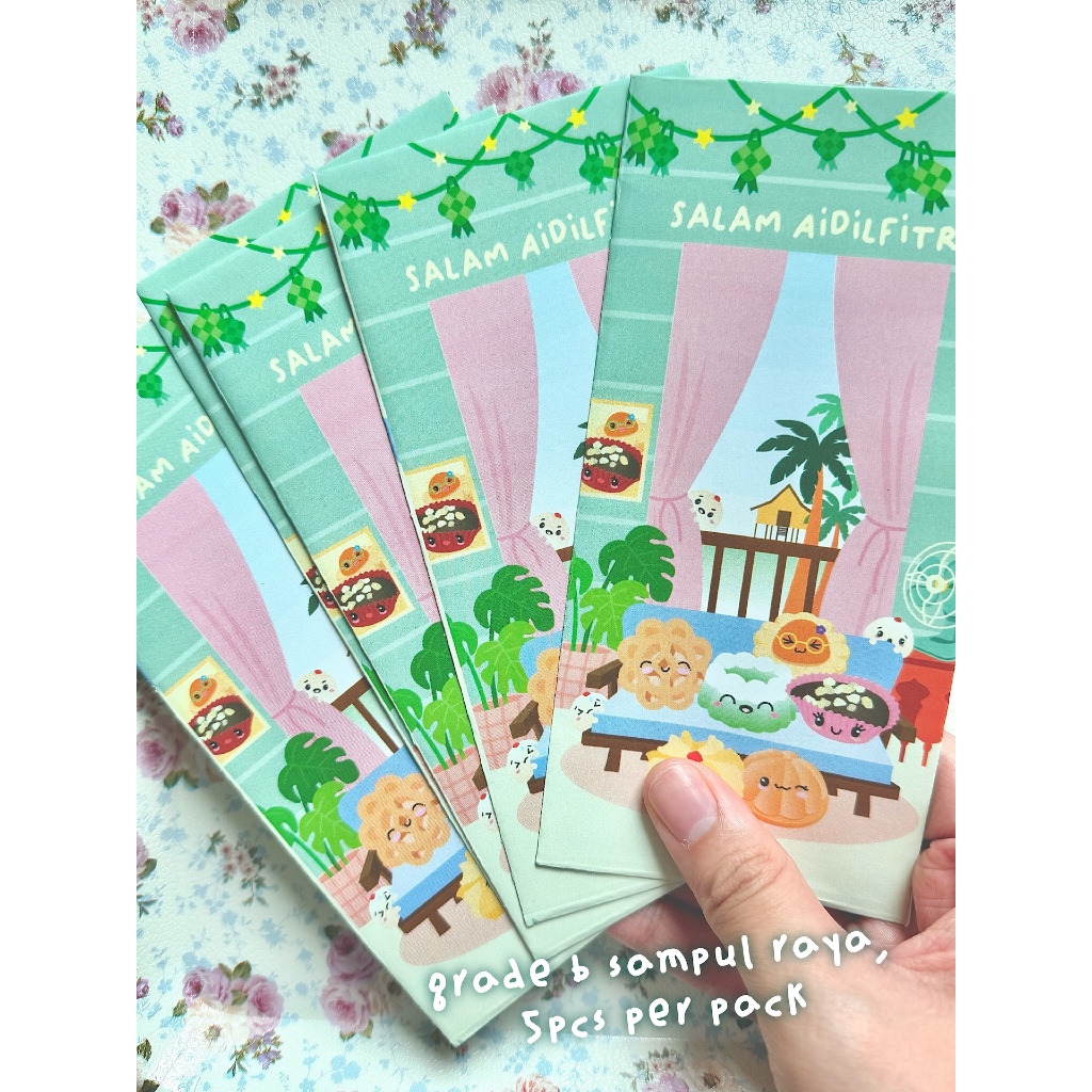 (GRADE B) Raya packet (5pcs / pack) | Sampu Duit Rayal | Aidilfitri 2026 | SAMPUL RAYA MURAH