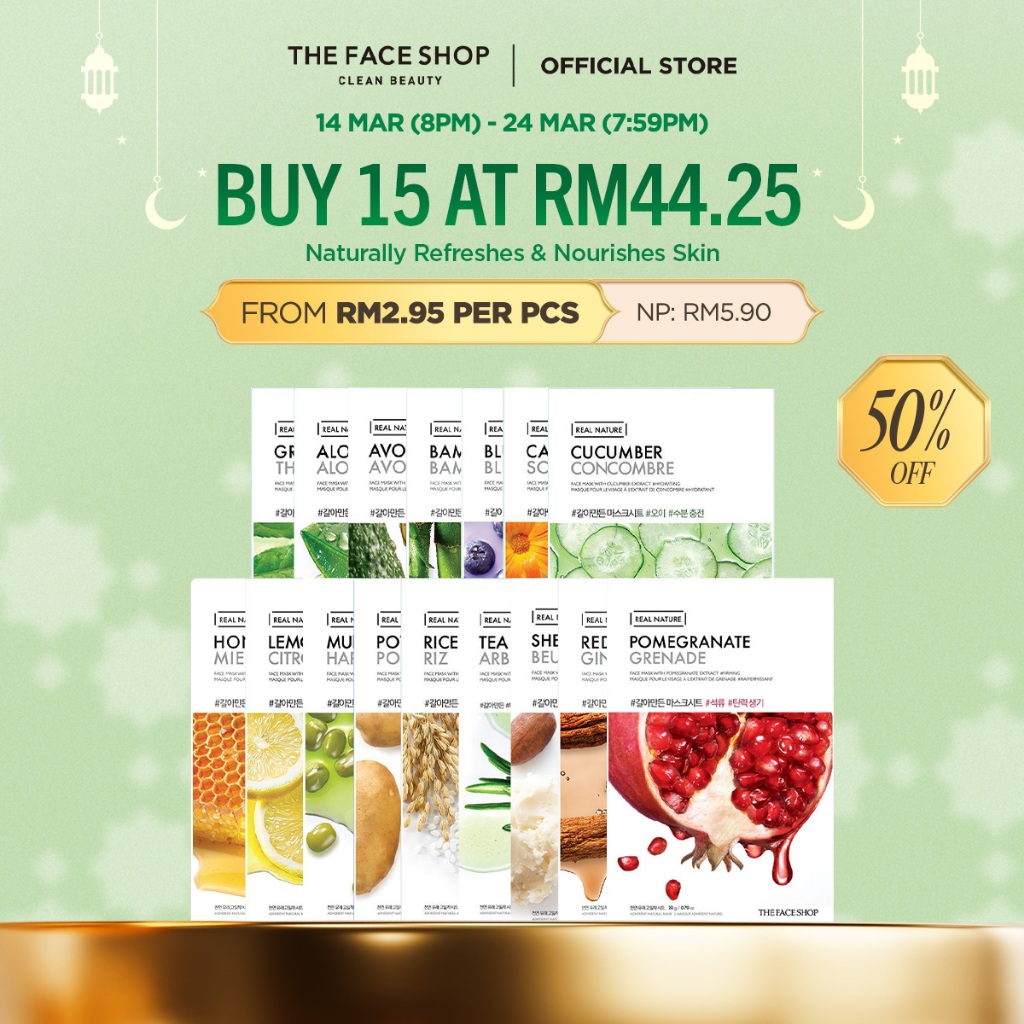 [Shopee No.1 Daily Mask] [THE FACE SHOP Official] Real Nature Mask Sheet Facial Masker Muka 面膜 Korea