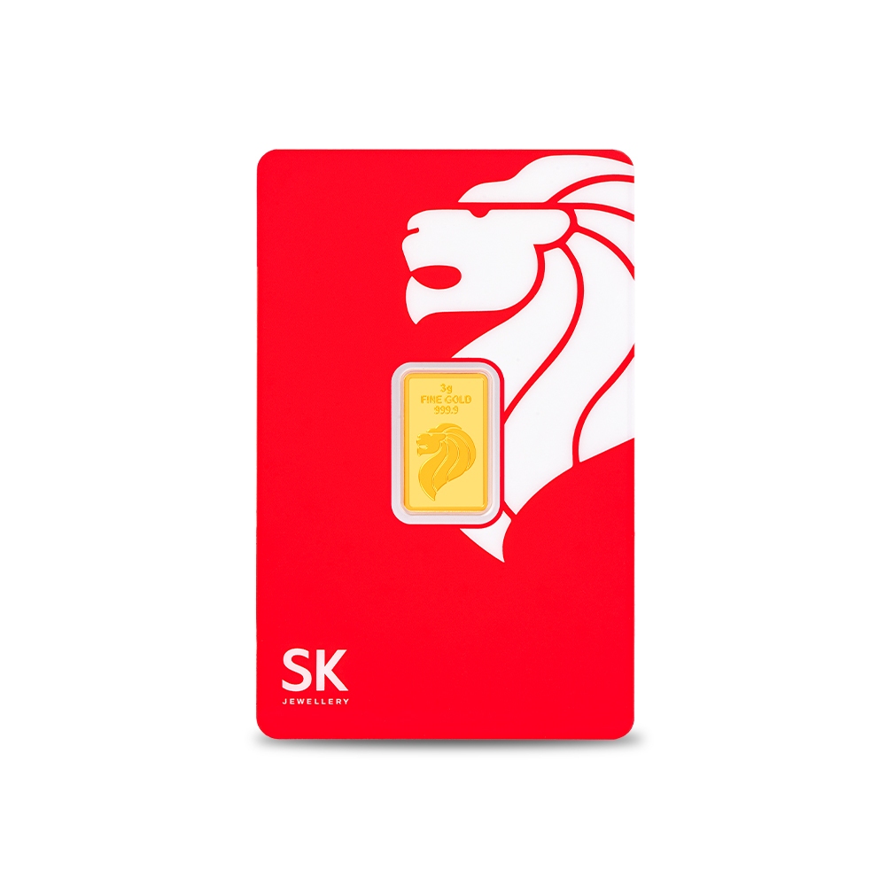 SK Jewellery (3G) Merlion 999 Pure Gold Bar