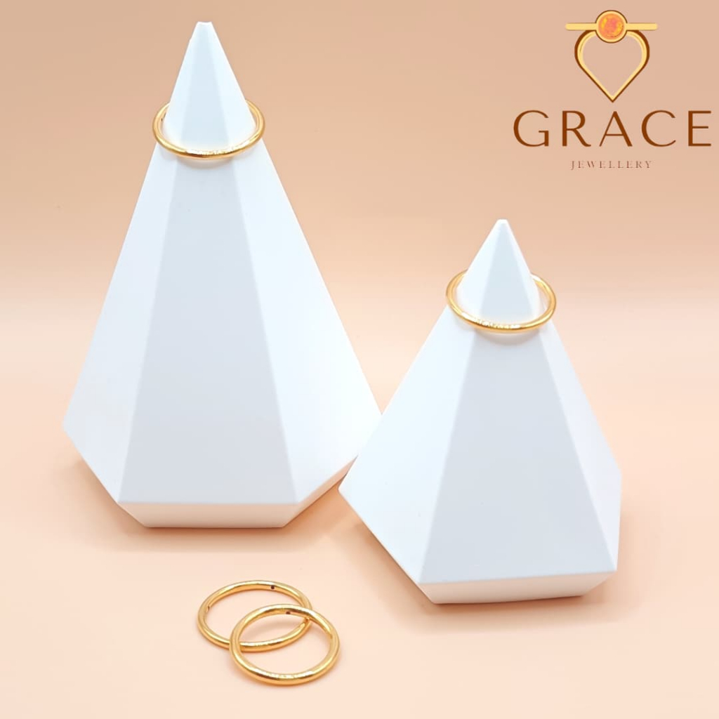 Grace Jewellery GRR000012 Gold 916 Gloss Ring/Emas 916 Cincin Belah Rotan/黄金916素圈戒指