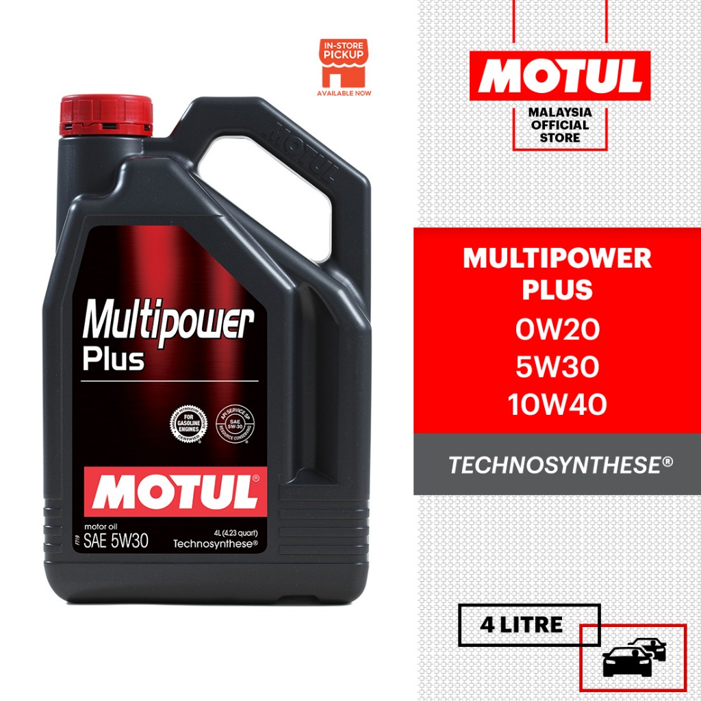 MOTUL Multipower Plus 0W20 5W30 10W40 4L Minyak Enjin Technosynthese SP