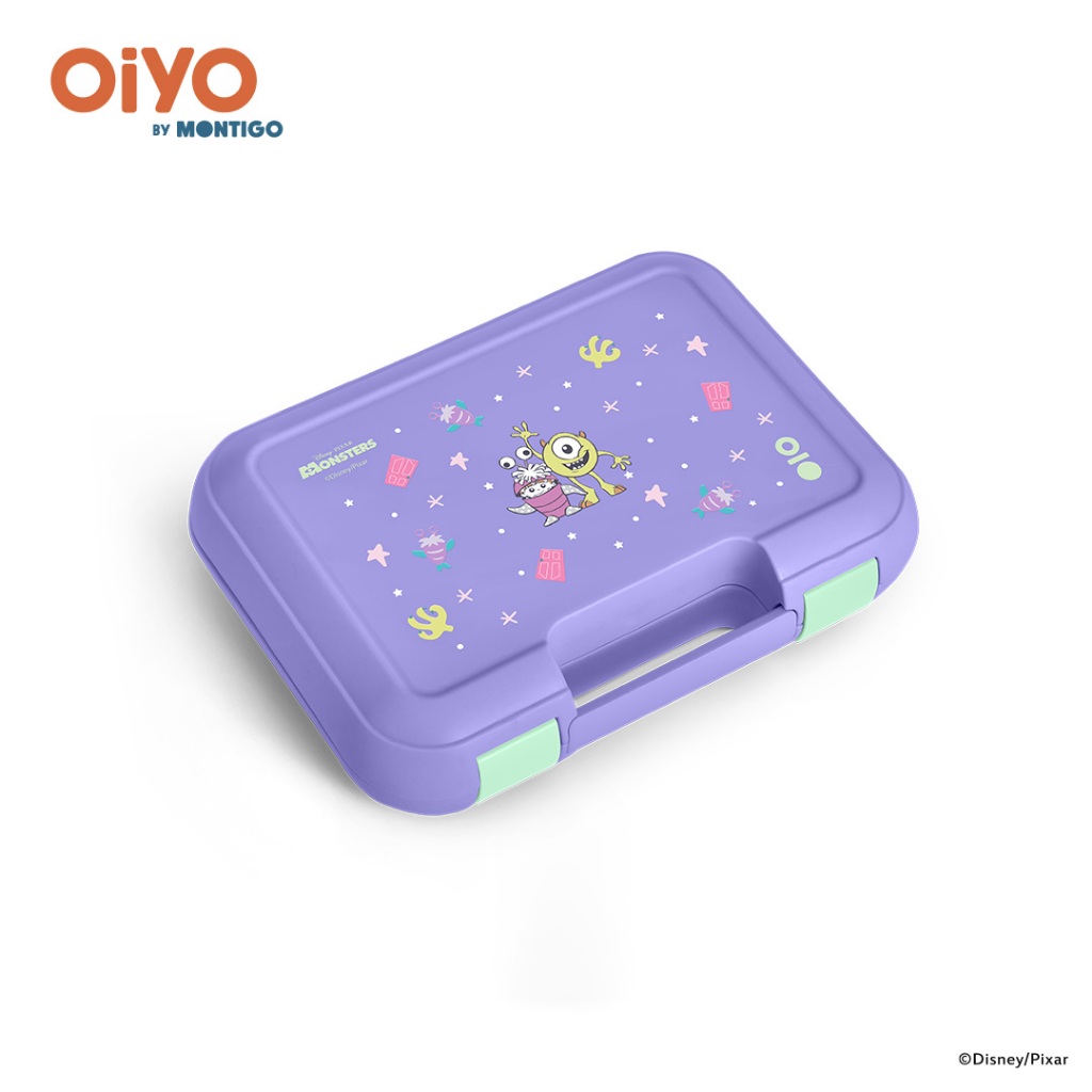 OiYO Pixar Playbook Snack Buddy (850ml) - Spillproof Cover, Multi-compartment, Bump-proof Edges