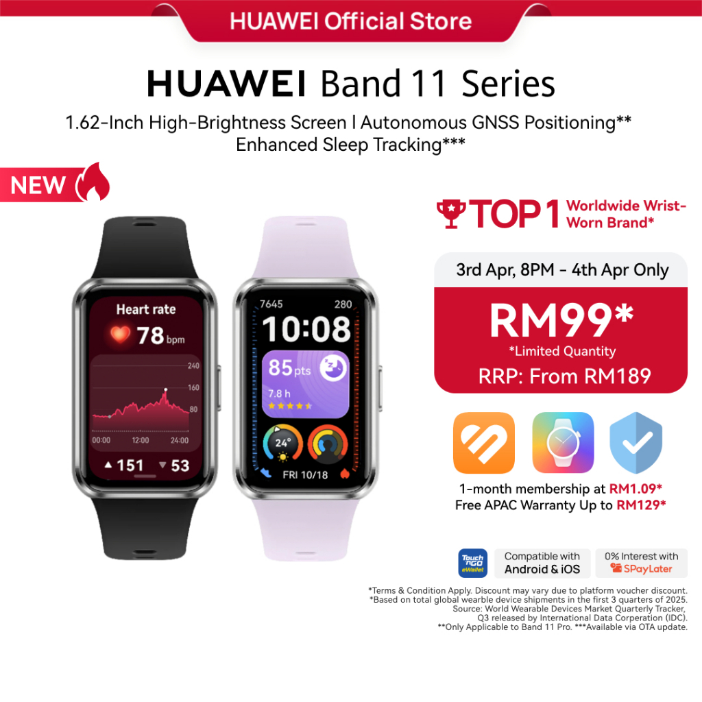 HUAWEI Band 11 Series l 1.62″ AMOLED Display l TNG l Enhanced Sleep Tracking* l Heart Health Management