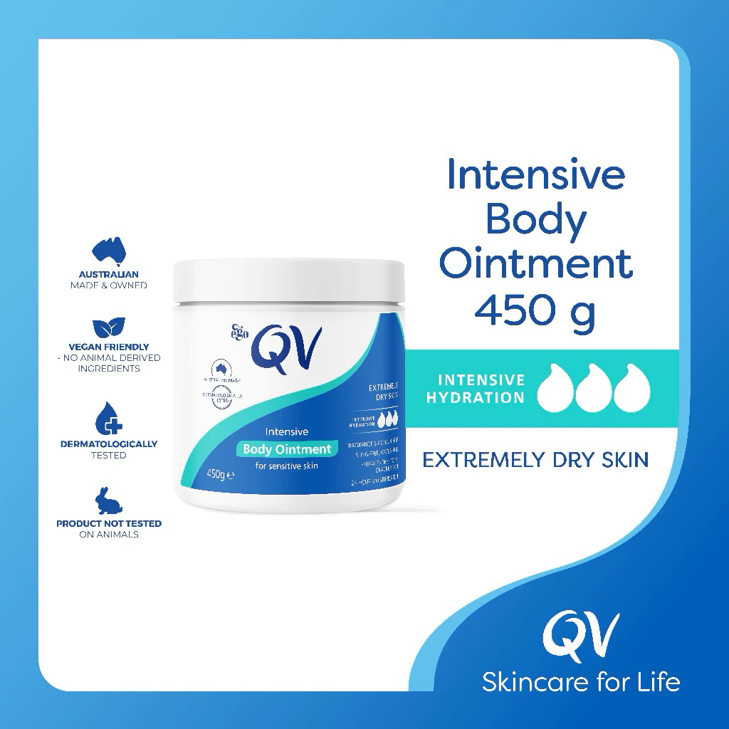 Ego QV Intensive Body Ointment (450g) - Water-Free Formula for Extremely Dry, Sensitive & Eczema-Prone Skin