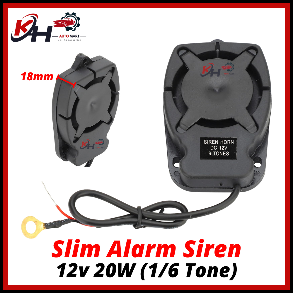 Slim Type SUPER LOUD 12V 20W Car Siren 1-Tone / 6-Tone Universal Security Alarm System Horn Buzzer Kereta PROTON PERODUA