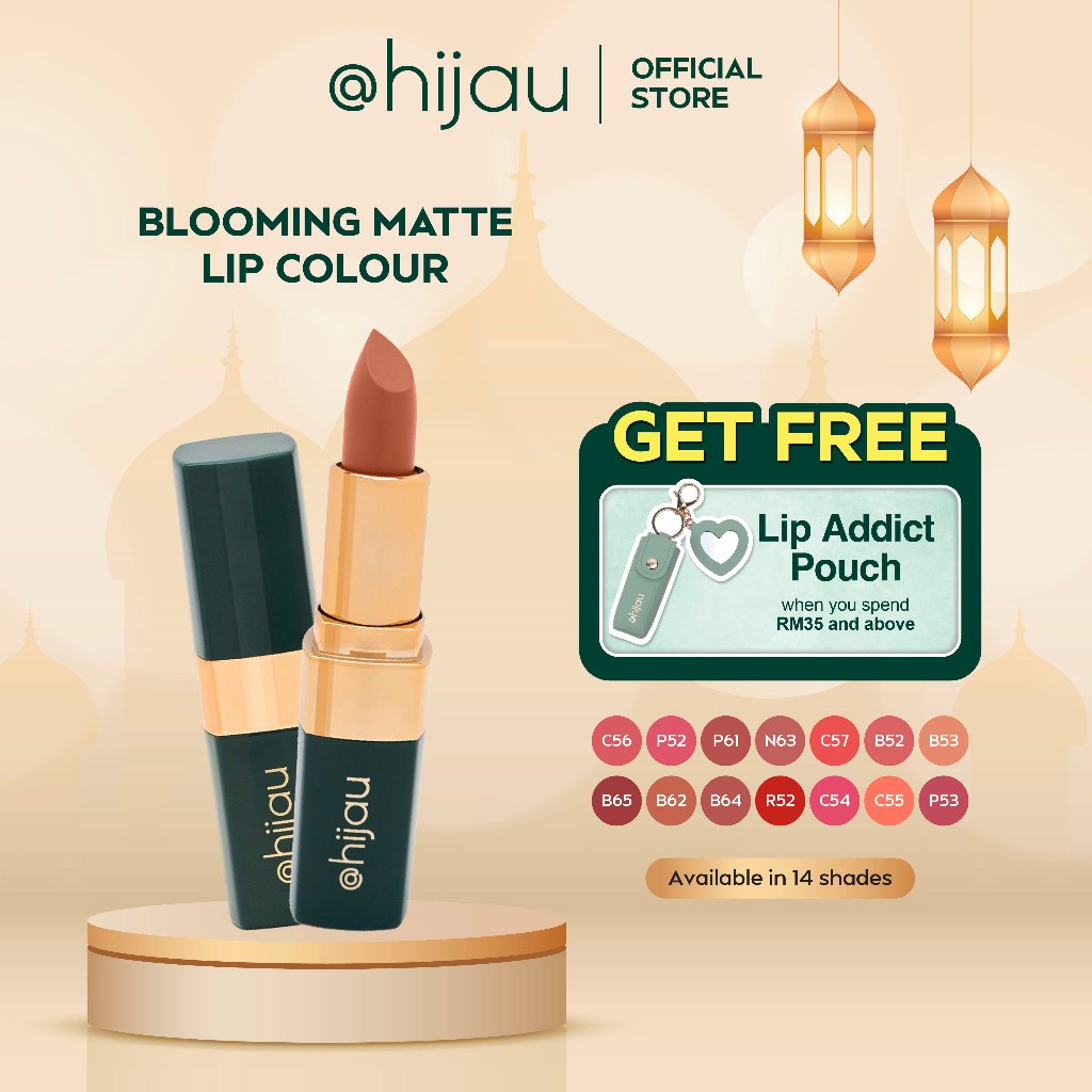 [SPEND RM35 FREE LIP POUCH] @hijau Blooming Matte Lipstick Long Lasting - 10 Shades (3.5g)