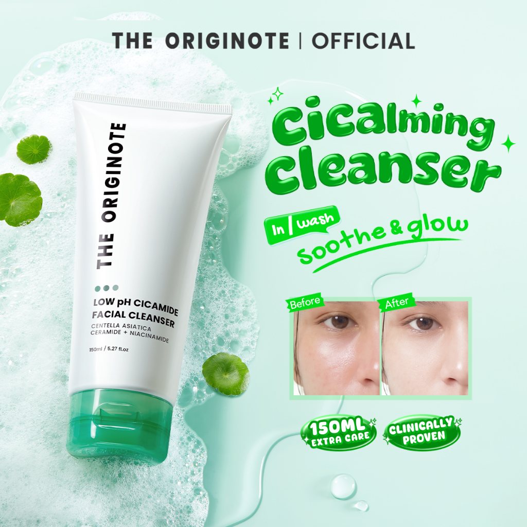 The Originote Low pH Cleanser - Cicamide Hydrating Facial pencuci muka Oil Control 70ml/150ml Gentle Cleansing Pembersih