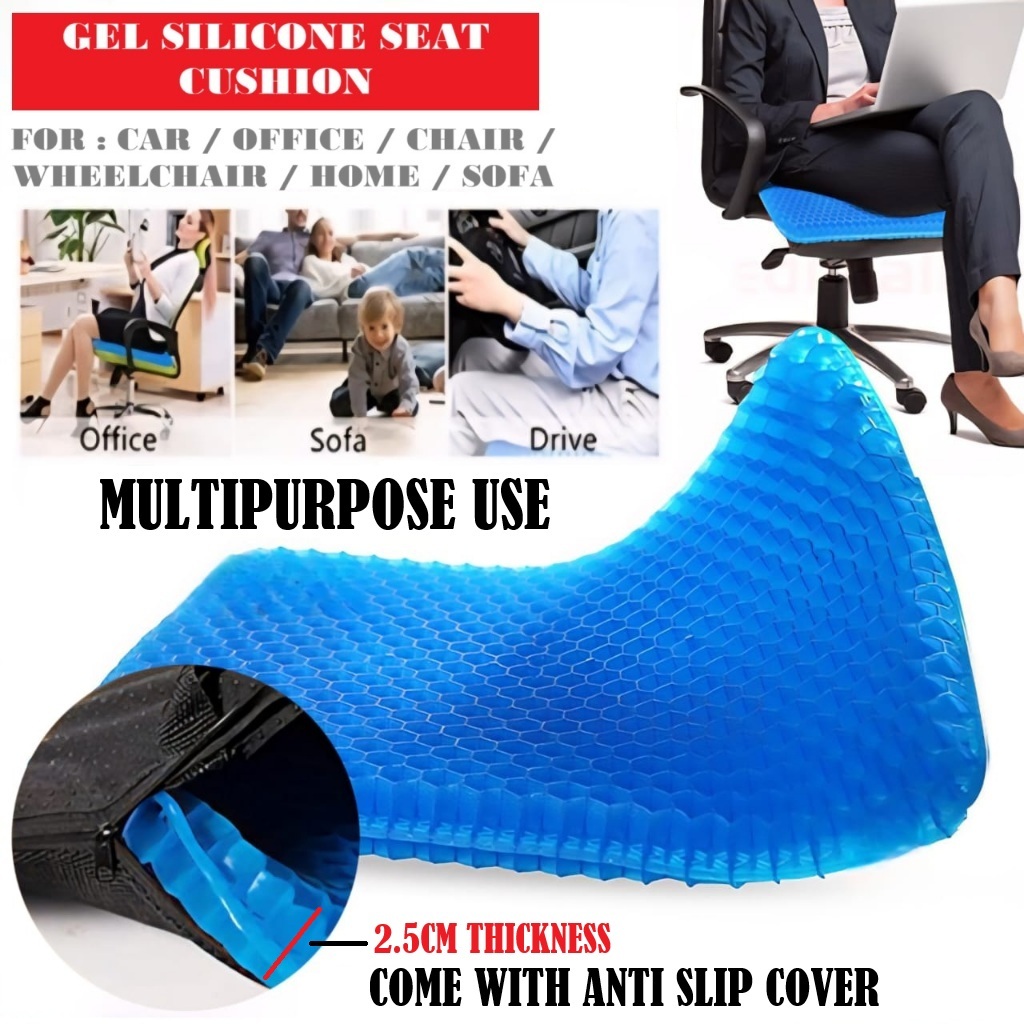 Car Seat Chair Cushion Pad Gel Silicone Egg Sitter Cooling Sciatica Tailbone Back Support Kusyen