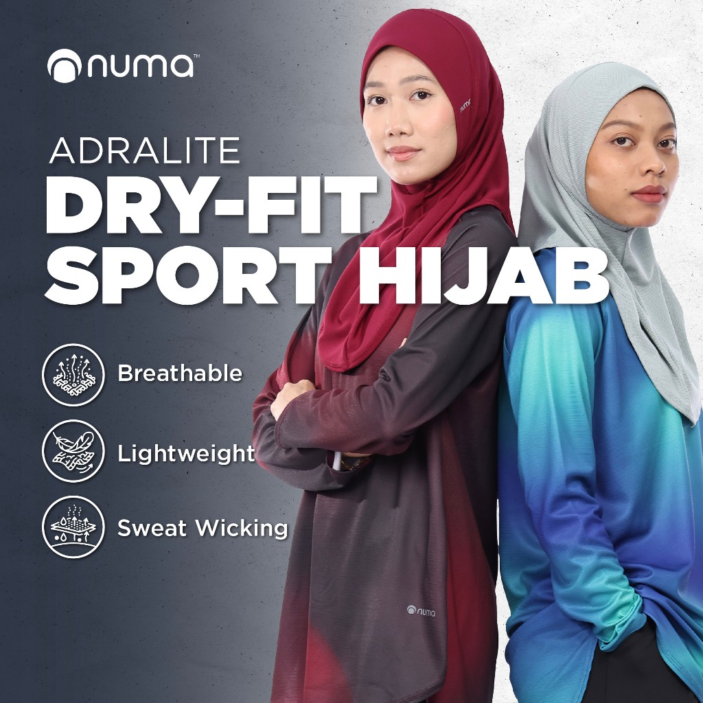 Numa Adralite Modest Microfibre Sport Hijab | Quick Dry Lightweight Breathable For Running Workout Hiking & Netball