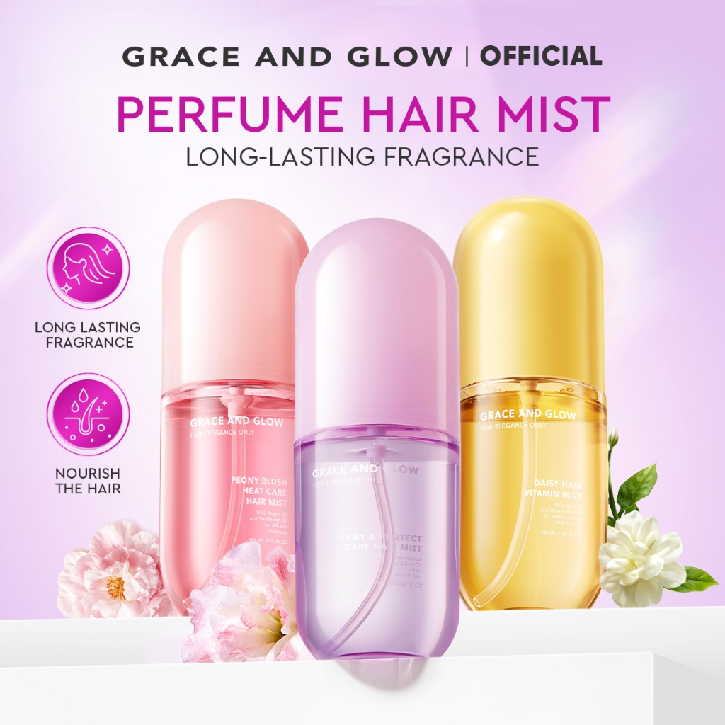 Grace and Glow SPECIAL Bundle 3in1 Silky + Daisy + Peony Blush Hair Vitamin Mist Spray All Hairmist Variant