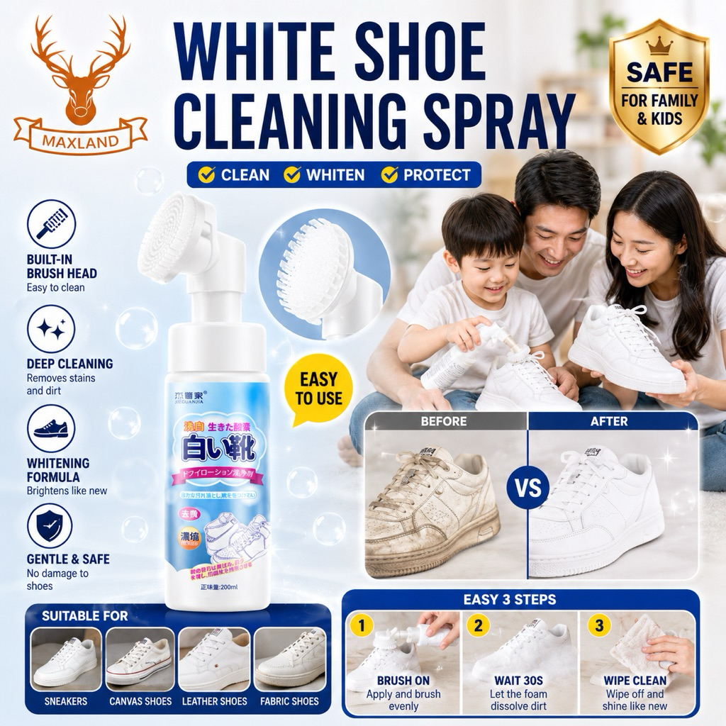 200ml Foam Cleaner White Shoe Cleaning Spray Pembersih Kasut Putih Sukan | Dry Cleaning Agent For Sneakers 白鞋清洁剂 去污泡沫喷雾