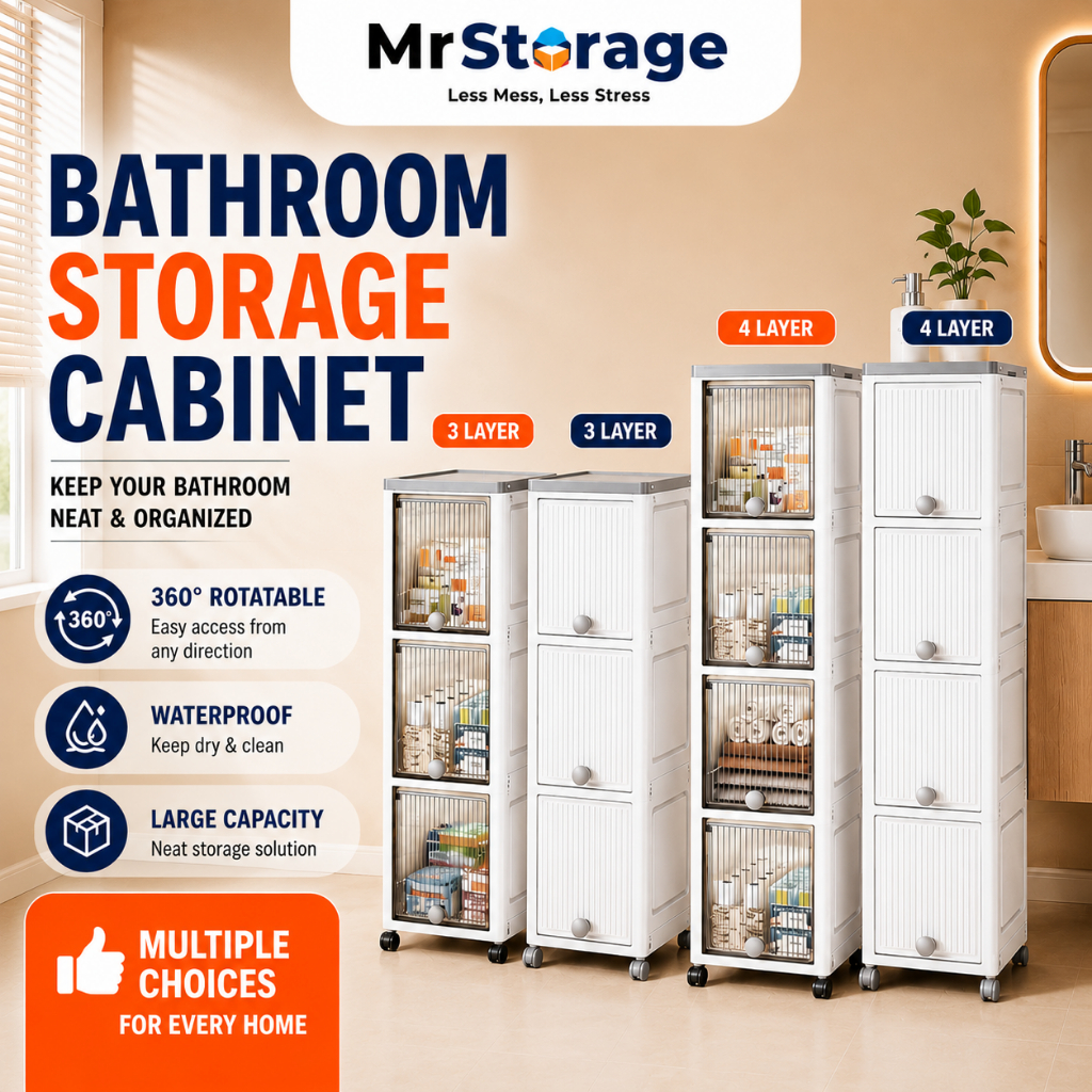 Bathroom Storage Cabinet Rotatable Organizer Waterproof Rak Tandas Tempat Simpan 浴室柜