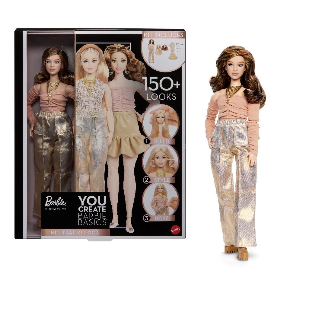 [ONLINE EXCLUSIVE] Barbie Signature You Create Barbie Basics Neutral Kit 003, Universal-Fit Clothing (JJX37)