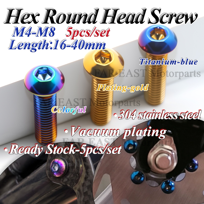 Titanium-blue Bolts M6x12/15/20/25/30/35mm M8x25mm Umbrella Allen Hex Head Screws for Bicycle Motorcycle