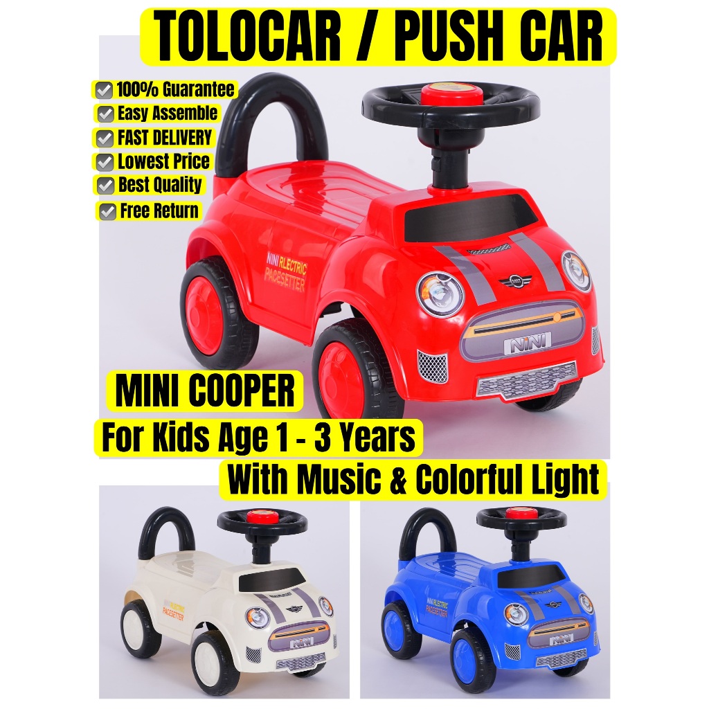 UMUR 1 - 3 YEARS TAHUN KIDS BUDAK KANAK TOLOCAR PUSH CAR RIDE ON TOY 4 WHEELS RODA KERETA MAINAN KAKI TOLAK HORN MUSIC