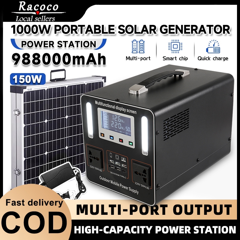 1000W Portable Power Station 988000MAH High-Capacity Generator Emergency Backup Power Pack for Outdoor Camping