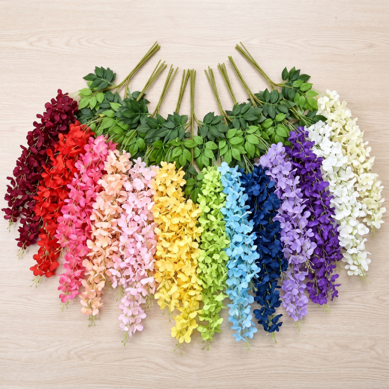 3 Branches Wisteria 110CM Artificial Hanging Garland 135 Flowers Wedding Raya Home Backdrop Decor Ready Stock