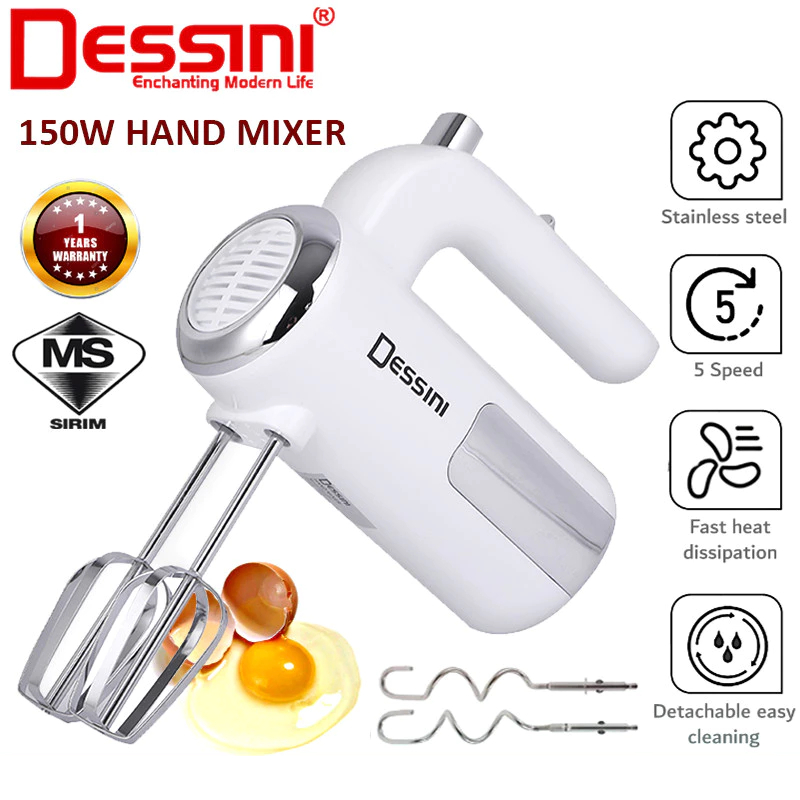 DESSINI Hand Mixer SIRIM 150W 5 Speed Mixer Telur Cake Baking Mesin Pengadun Doh Portable DS-265